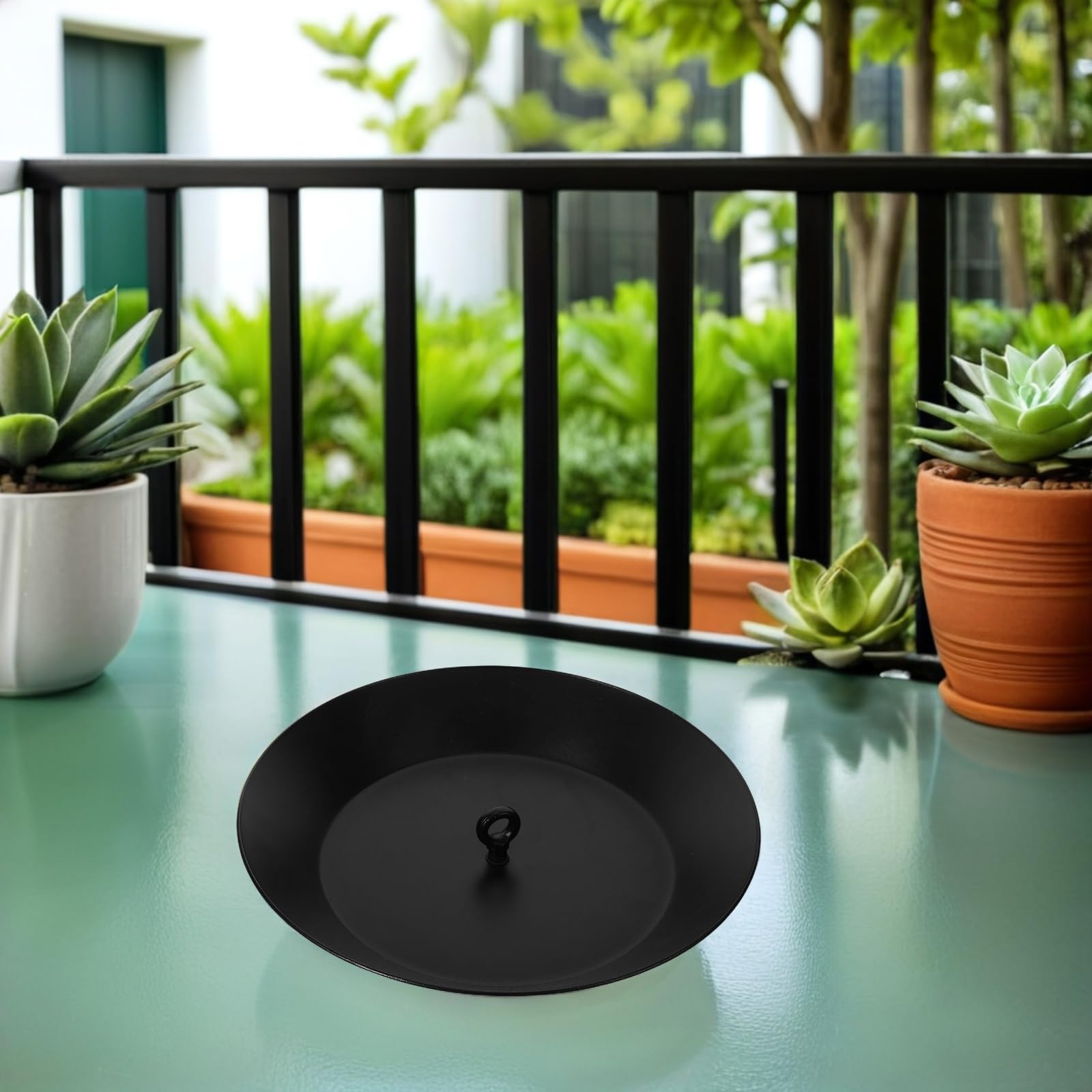 FRCOLOR Bacino Raccoglitore d'Acqua Efficiente per Catena della Pioggia in Lega di Alluminio Nero per Grondaie e Piante, per Esterni e Balconi
