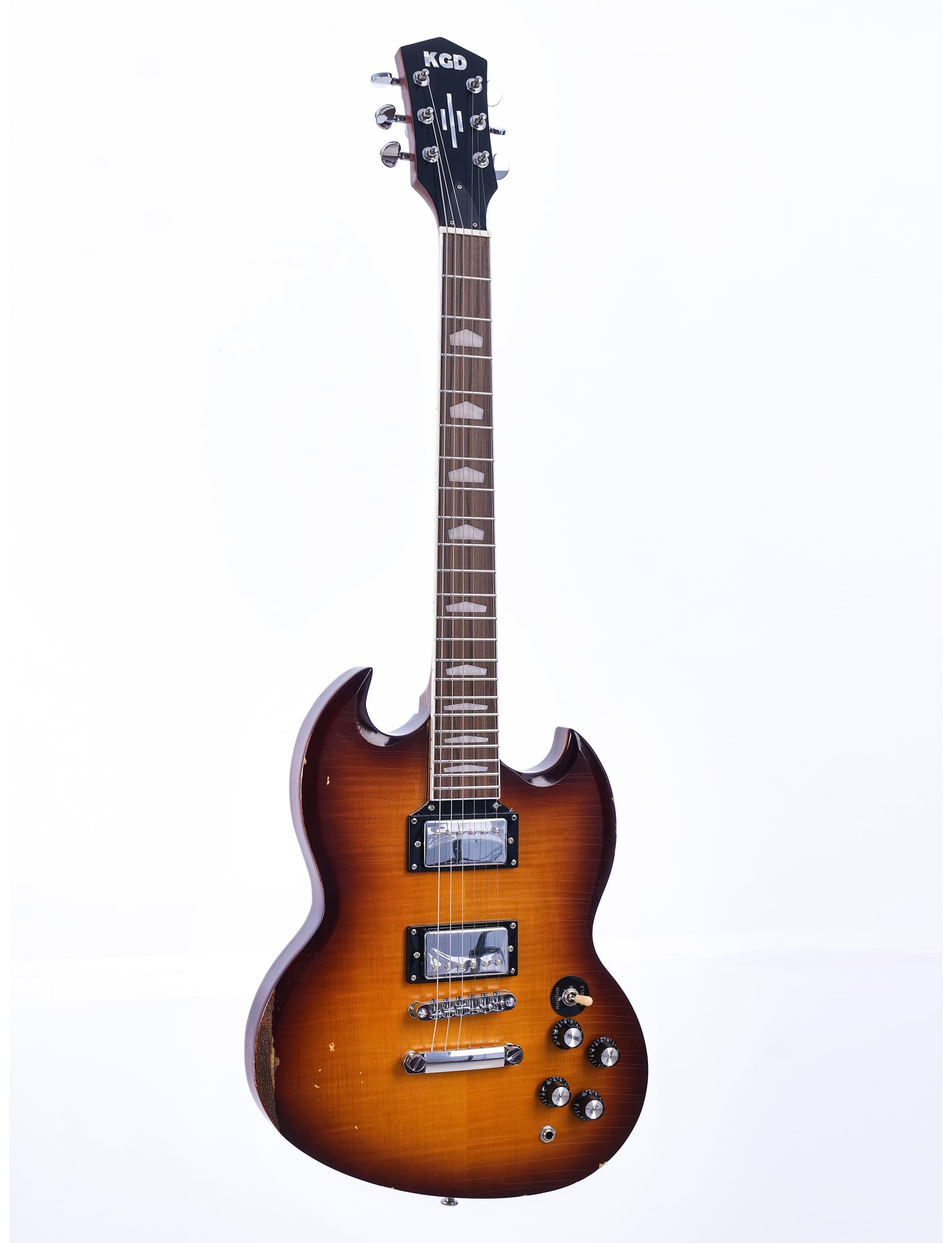 Amazon.co.jp: KGD Relic SG Sunburst Guitar、マホガニーボディと