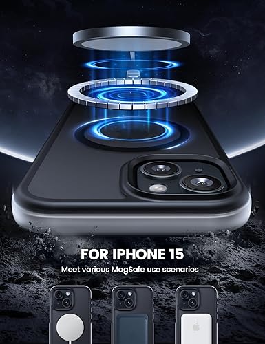 Miniatura 2 de Lamicall Funda magnética para iPhone 15 Plus para MagSafe - protección contra caídas de grado militar de 18 pies Funda con parachoques de aire y