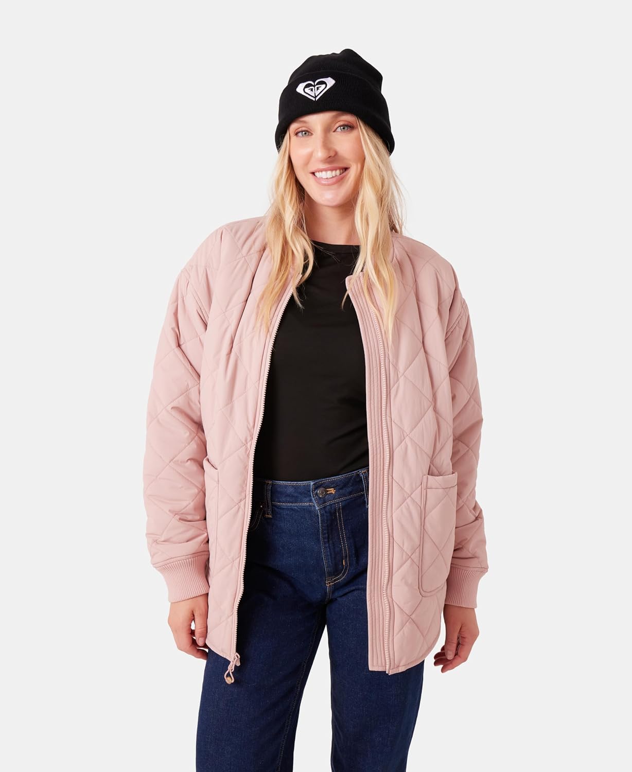 Roxy Women's Aurora Quilted Sherpa-lined Bomber Jacket– Oversized Fit, Pfas-free