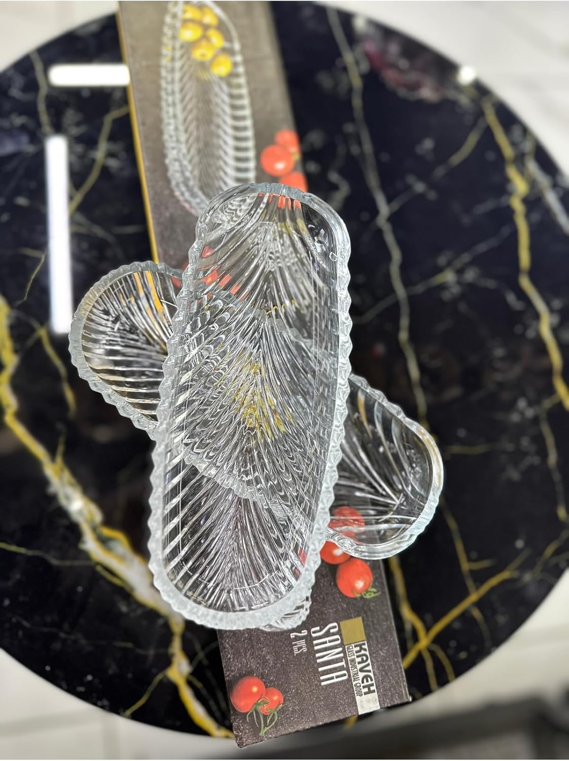 Crystal Glass Serving Plates Set of 2 – Elegant Buffet, Dessert & Breakfast Plates