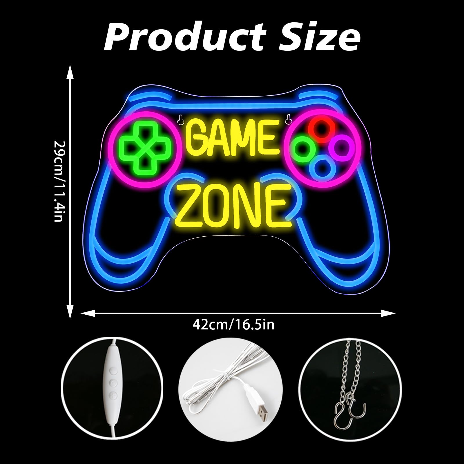 VYXIN Game Zone Neon Sign For Wall Decor,Neon Light for Game Room Gift Ideas for Boys Kids Gamers,Gaming Sign for Boy Room Decor - Image 4