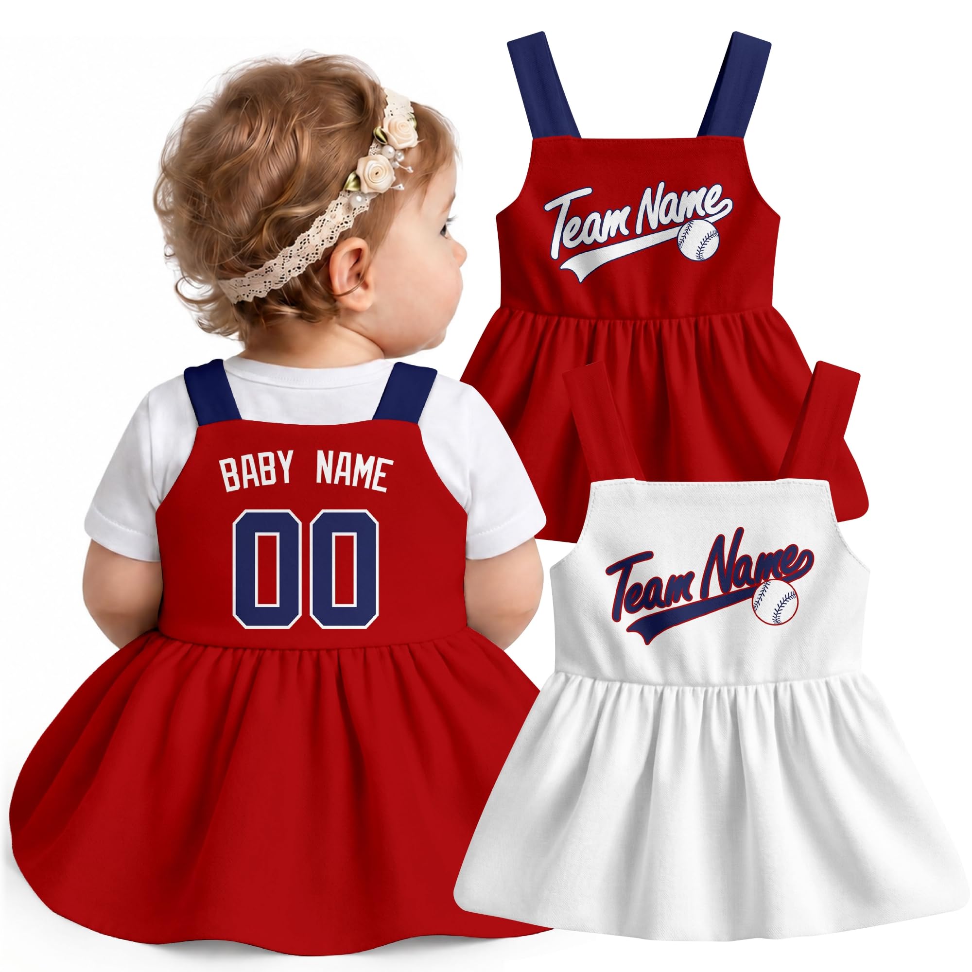 KREDE Baby Girl Clothes Custom Baby Strap Dress with Number Name for Baby Girl Gifts