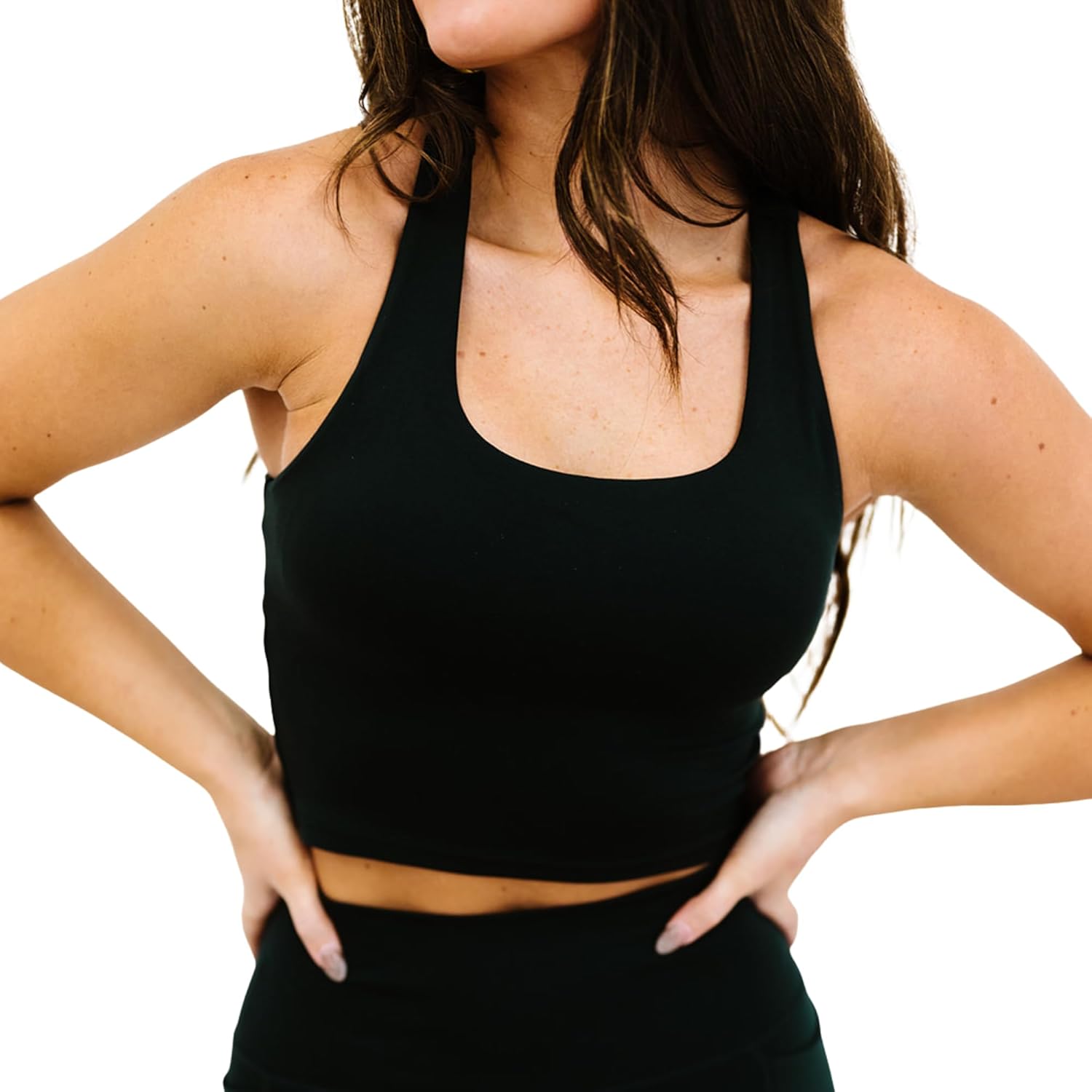 Coral Reef Swim Long Line Tank – Women’s Tops with Built-in Shelf Bra for Workouts or Everyday Wear - Black (XXS - 3XL)