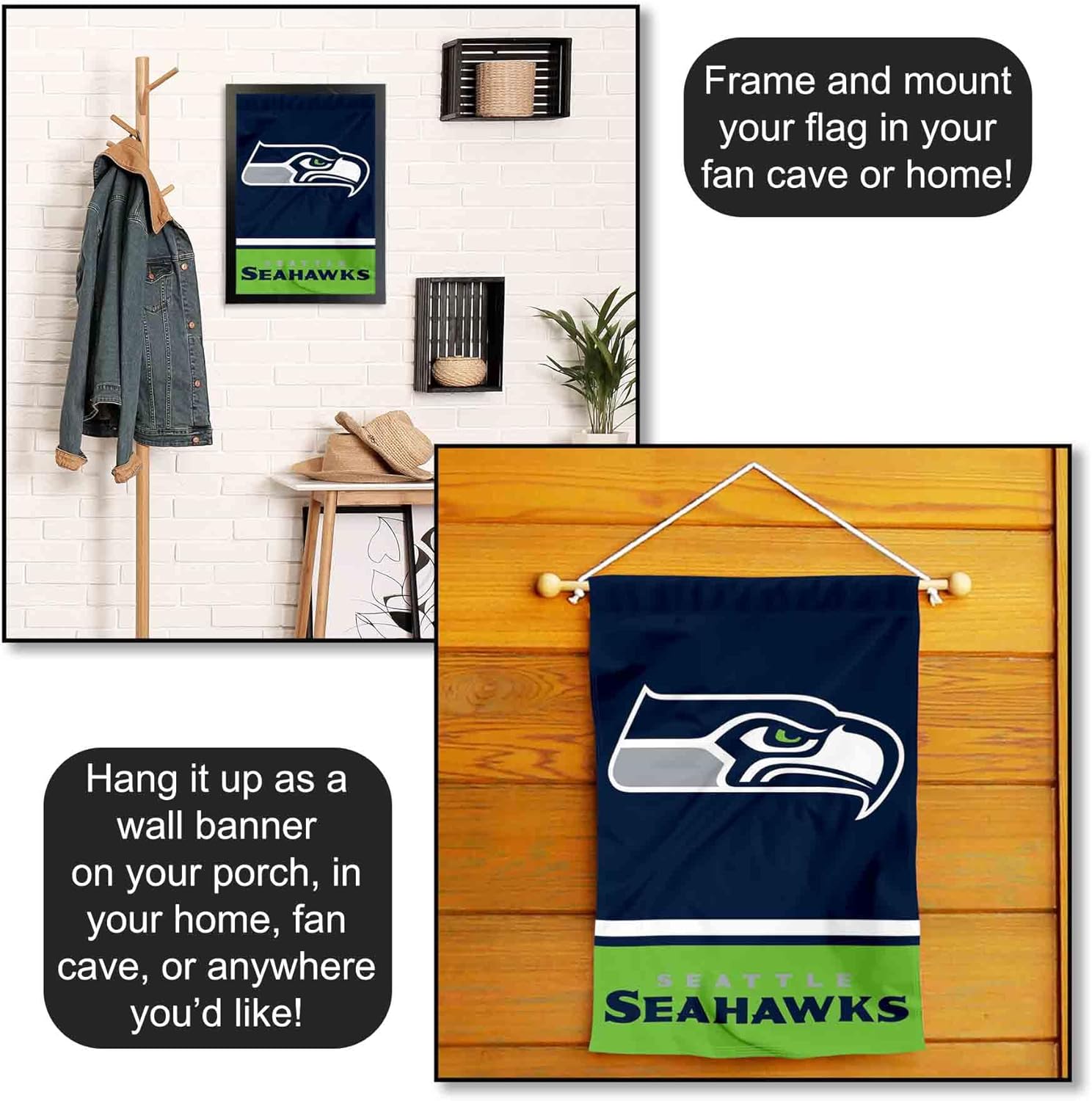 Seattle Seahawks Double Sided Garden Flag