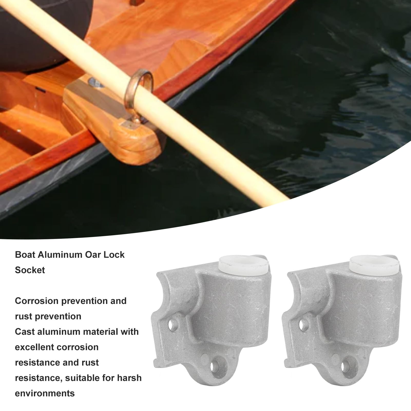 2pcs Boot Aluminium Ruderschlosse, 14mm Marine Round Gunwale Jon Ruderboot Oarlock Sockel, Ruderschlosse für Boot
