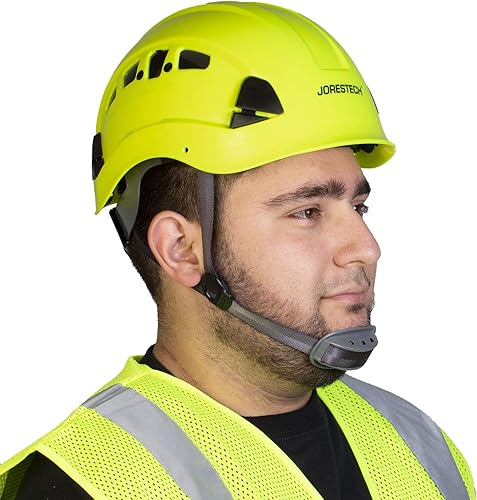 JORESTECH - Casco ventilado ranurado con trinquete ajustable de 6 puntos de suspensión ANSI Z89.1-14 de ABS para trabajo en altura y rescate