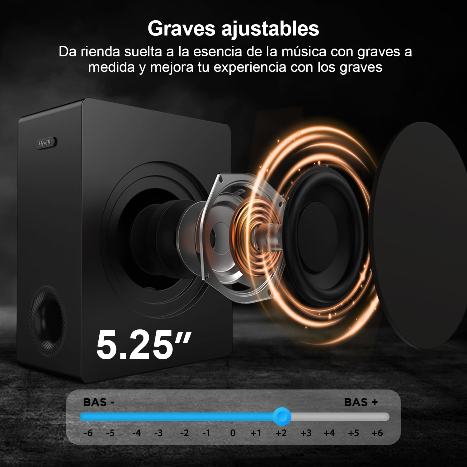 Hiwill 2.1CH Barra de Sonido Dolby Atmos, Barra de Sonido TV con subwoofer Grande de 5,25'', Agudos y Graves Ajustables, Altavoces Home Cinema, eARC/ARC/Opt/BT/AUX, HiElite A21