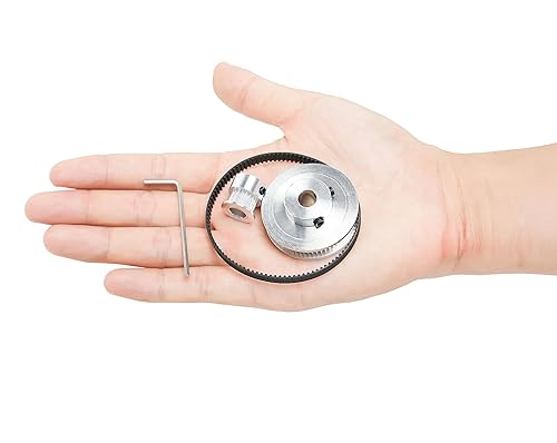 Miniatura 18 de Juego de 2 poleas de sincronización de aluminio 2GT de 20 y 40 dientes, rueda síncrona de 0.197 in de diámetro con 2 correas de longitud de 7.874 in