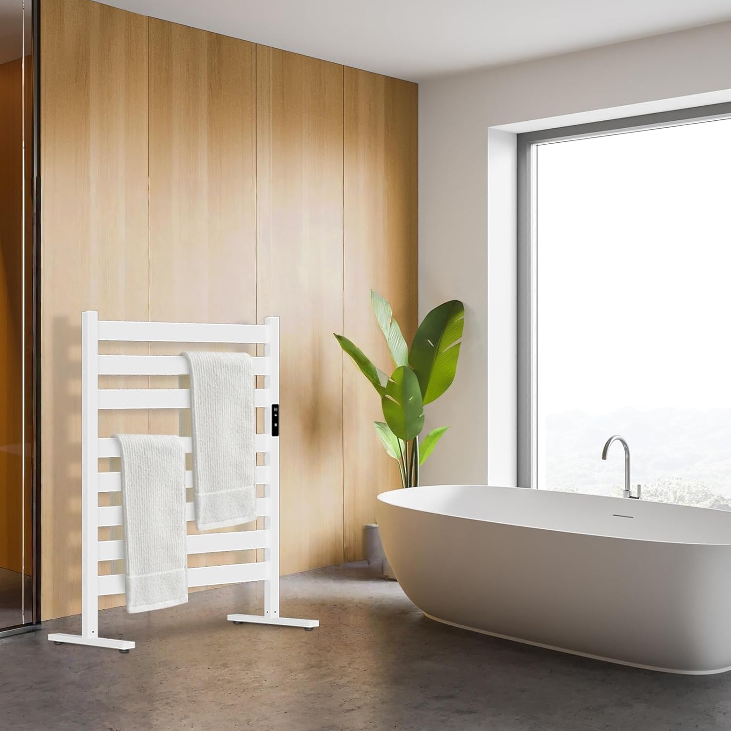 Verida Towel Warmer for Bathroom, Heated Towel Rack, Upgraded Extra-Wide Heating Area, Built-in Timer and Temperature Adjustment, Large Free-Standing Heated Towel Racks, White 8 Bar Large