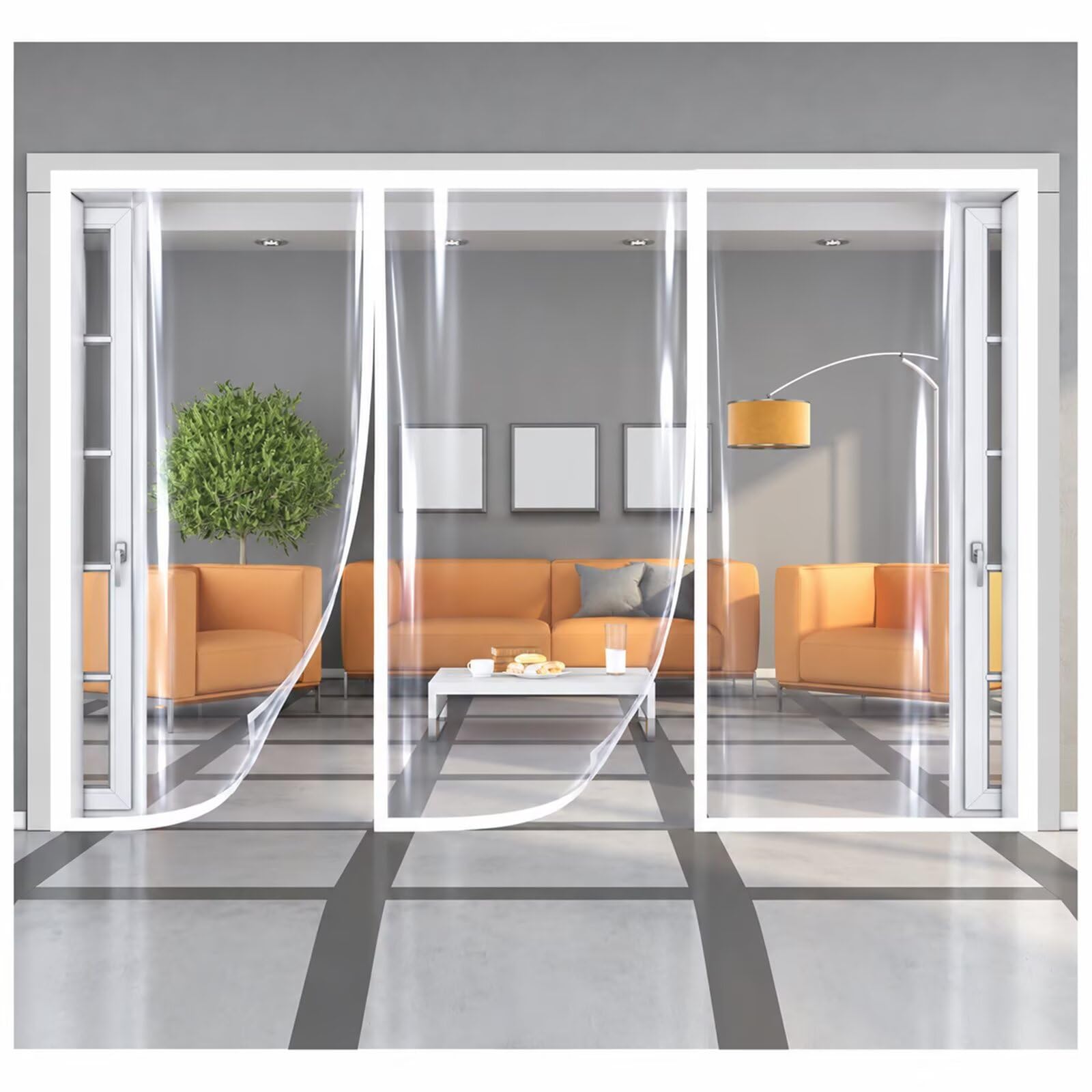 Tenda termica trasparente con base antivento W150xH185cm bianco