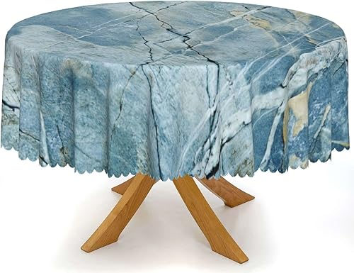 Vista 24 de Mantel redondo con patrón de fondo de mármol, a prueba de derrames, antiencogimiento, suave y resistente a las arrugas, mantel de tela decorativa