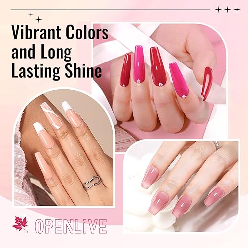 Miniatura 27 de Juego de esmaltes de uñas con purpurina de 0.3 fl oz, 6 colores con purpurina, rojo, rosa, blanco, juego de esmalte de uñas para arte de uñas