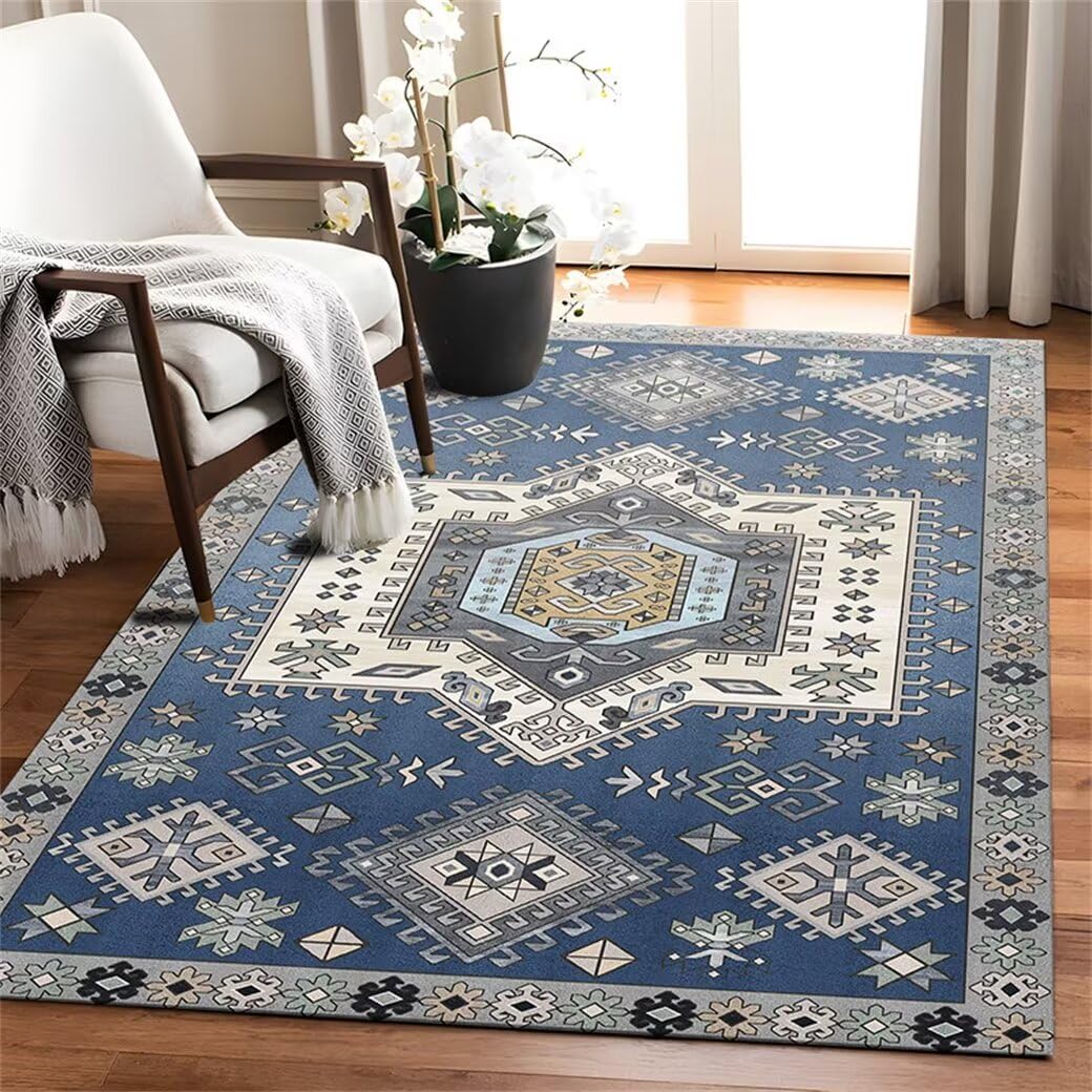 Tapis de chambre bleu 180x230cm idéal pour les jeux de votre bébé