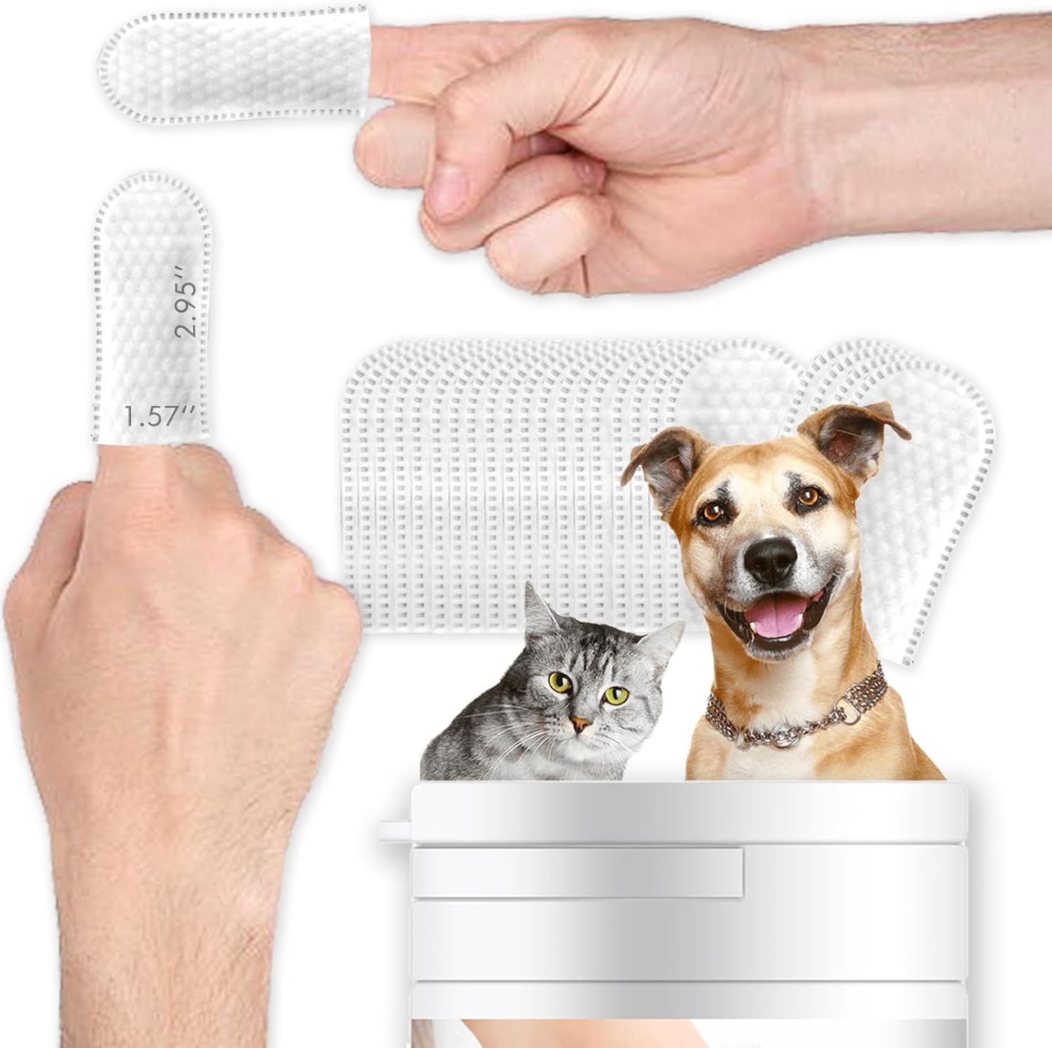 GS GLOWSEEN Toallitas limpiadoras de oídos para perros y gatos, 50 unidades, toallitas desechables para dientes de perro, kit de aseo para mascotas,