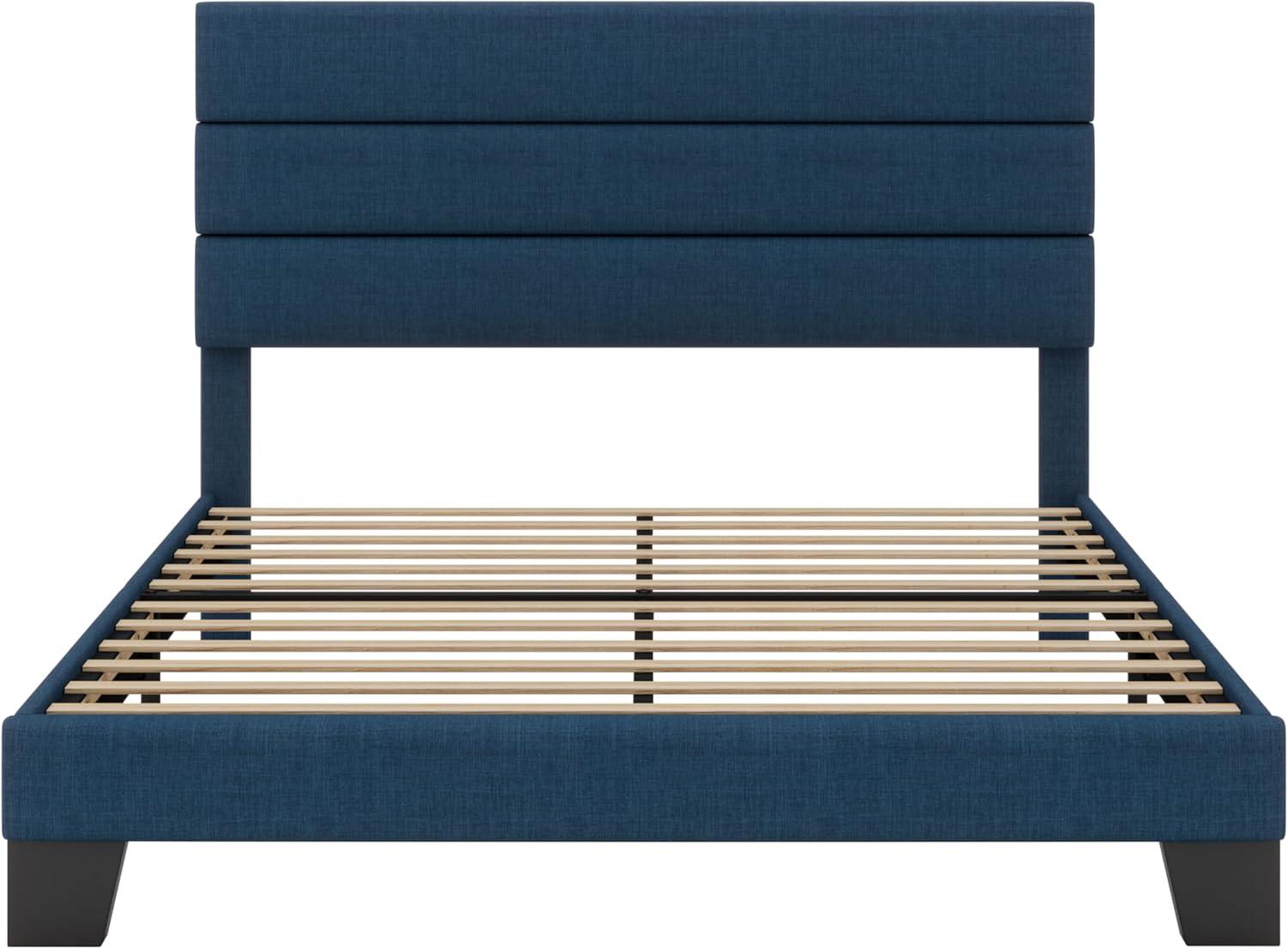 SHA CERLIN Full Platform Bed Frame with Upholstered Fabric Headboard, Mattress Foundation with Strong Wooden Slats Support, No Box Spring Needed, Blue - Image 9