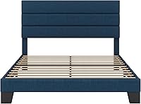 Vista 9 de SHA CERLIN Base de cama de plataforma completa con cabecera de tela tapizada, base de colchón con fuerte soporte de listones de madera, no necesita