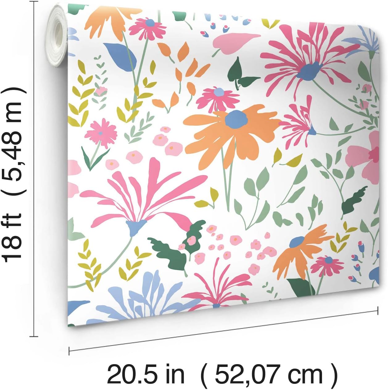 Roommates RMK12174PLW White Bella Garden Peel and Stick Wallpaper