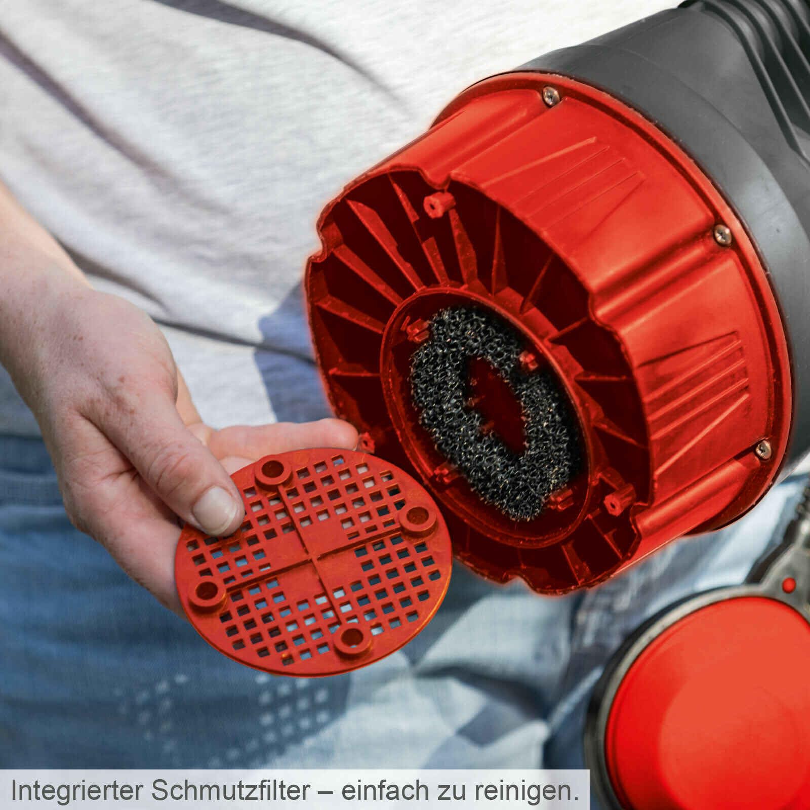 Scheppach Regenfasspumpe RBP350 Wasserpumpe Tauchpumpe mit Schnellkupplung & Absperrhahn | Fördermenge 5500 L/h | Ansaughöhe 11m | Eintauchtiefe 7m | Pumpendruck 1,1bar | Leistung 350W