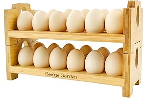 Bamboo Egg Holder Countertop - Stackable Organizer Display Stand