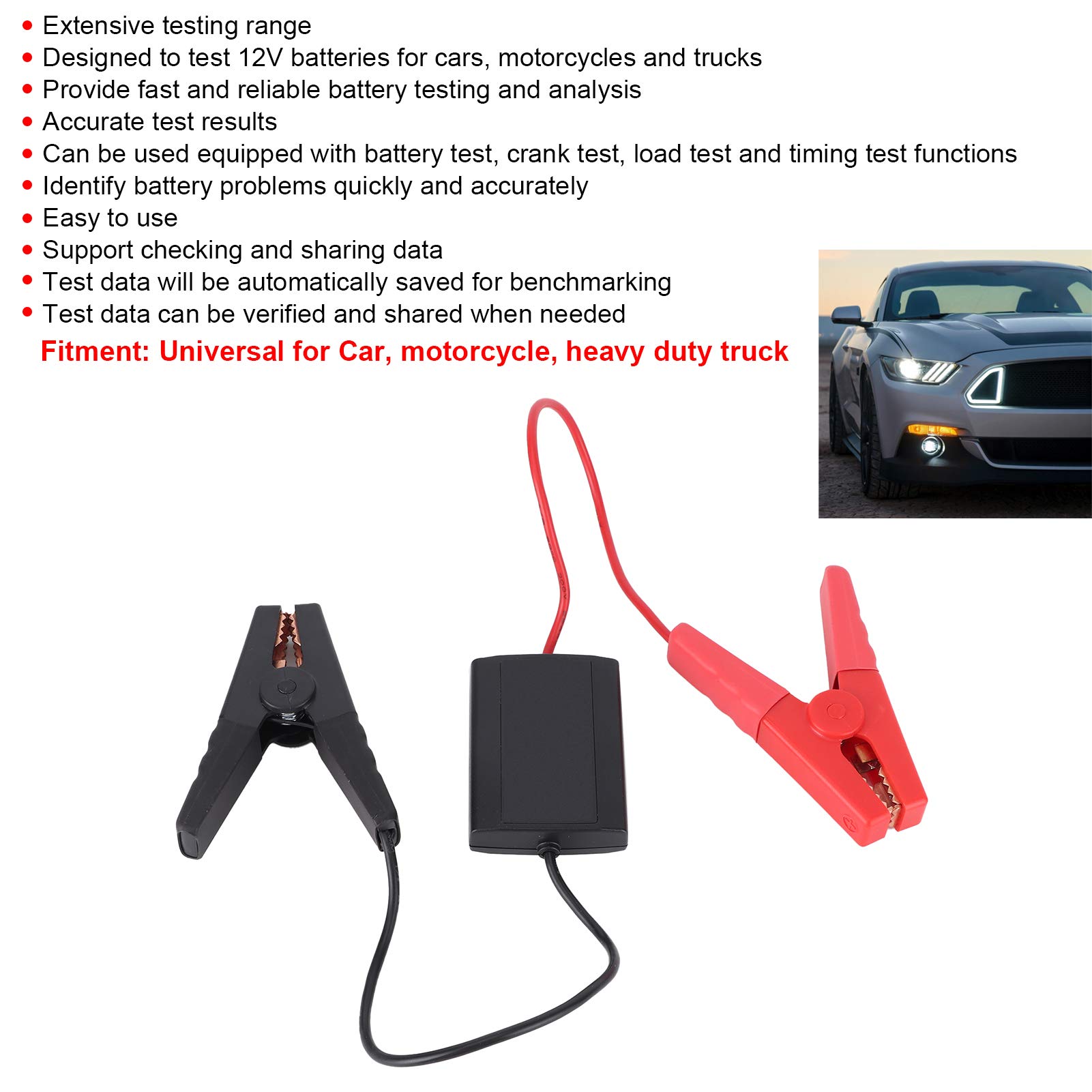 Cocoarm Batterietester, Bluetooth-Batterietester, ABS-Leitfähigkeit, 12 V CCA, 100 Bis 2000 Kapazität, Widerstandsanalyse für Autos, Motorräder, LKWs, Mechaniker und Heimwerker