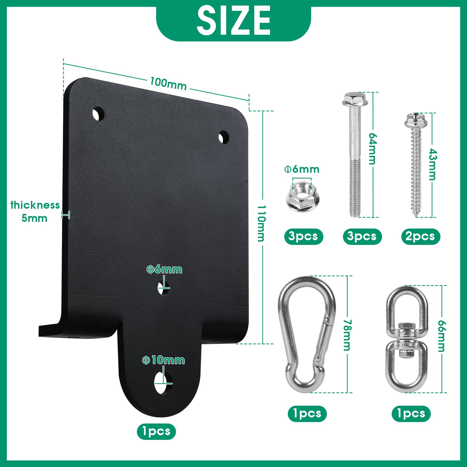 1 Pezzo Supporto Pesante per Sacco da Boxe – Staffa da Parete/Soffitto – Ganci Robusti Girevoli a 360° per Travi in Legno – per Allenamenti di Boxe, Muay Thai, Yoga Aereo, Altalene, Amaca