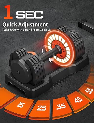 Miniatura 5 de LEEKEY Mancuernas ajustables, mancuernas con mango antideslizante para ejercicio y fitness, ajuste rápido de peso, equipo de entrenamiento