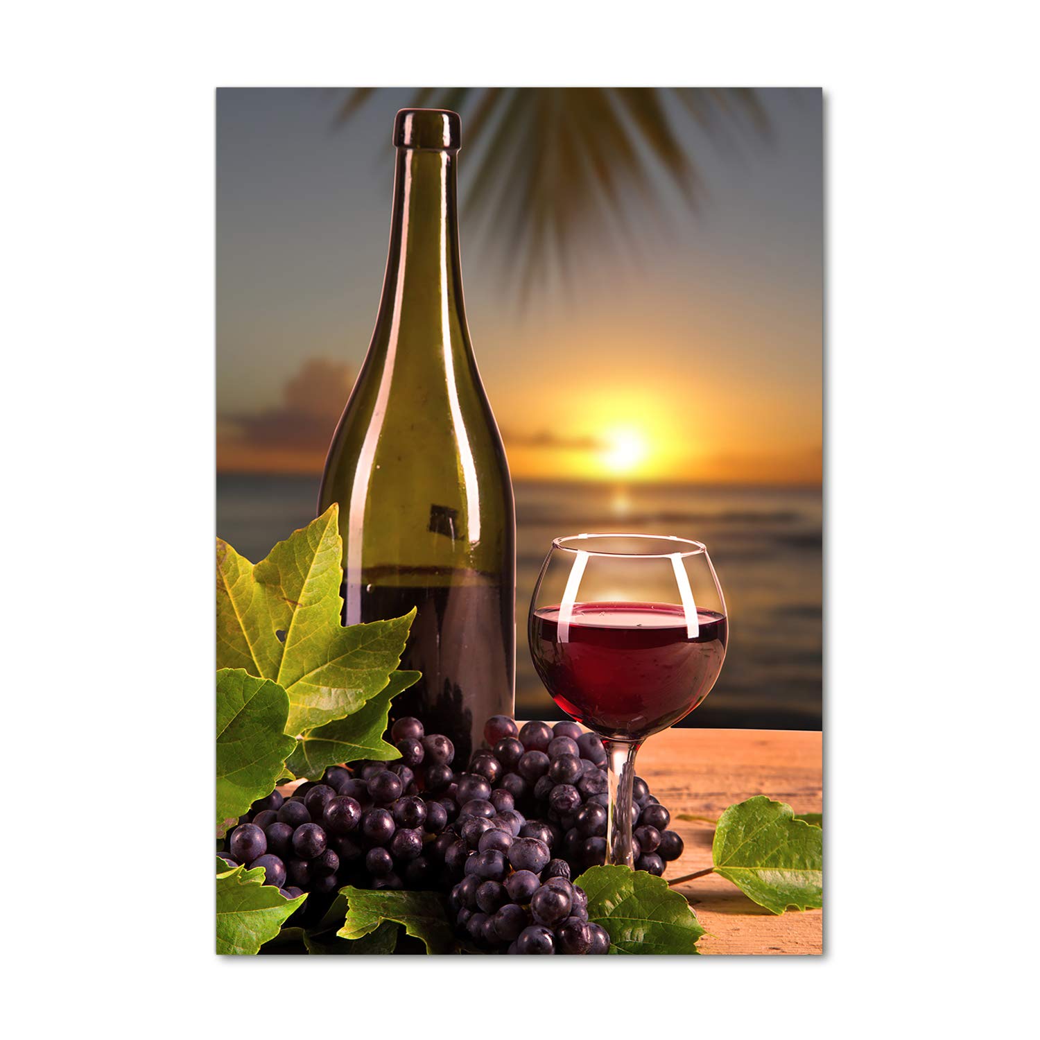 Impression sur verre haut de gamme violet 60x120 cm pour salon moderne motif vin et raisins