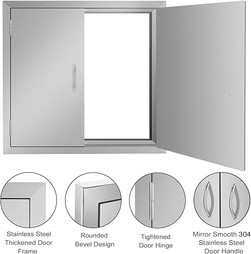 Miniatura 5 de Seeutek Puertas de cocina al aire libre, puerta de acceso para barbacoa, 30 pulgadas de ancho x 21 pulgadas de alto, construcción de doble pared de