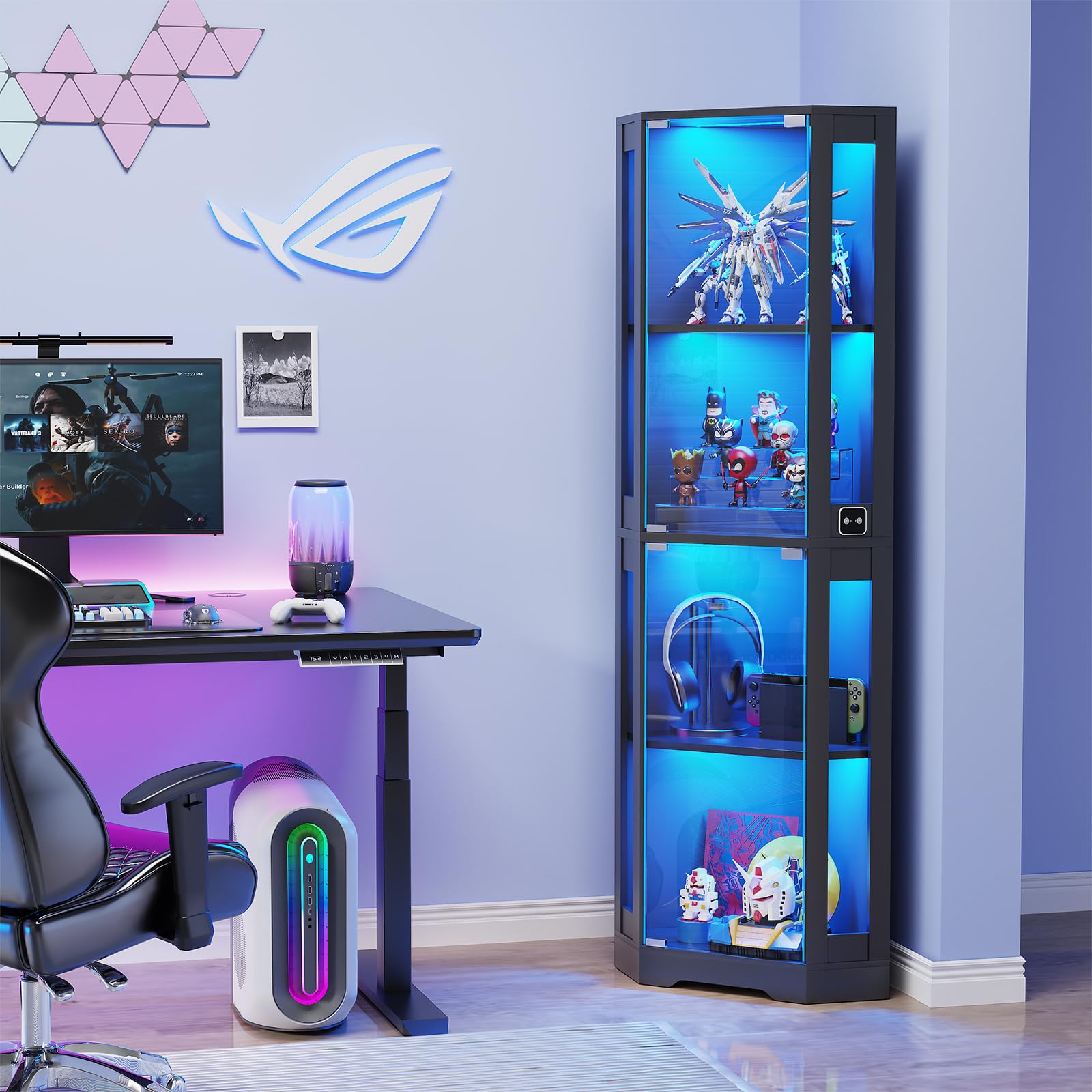 Amazon.co.jp: BROTTAR 65インチ コーナーガラスディスプレイ