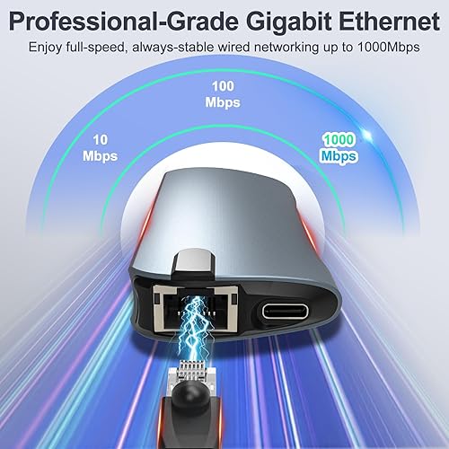 Miniatura 4 de Adaptador Ethernet de concentrador USB C 8 en 1 con HDMI 4K a 60Hz, carga PD de 100 W, 3 puertos USB 3.0, RJ45 de 1 Gbps, lector de tarjetas SD/TF,