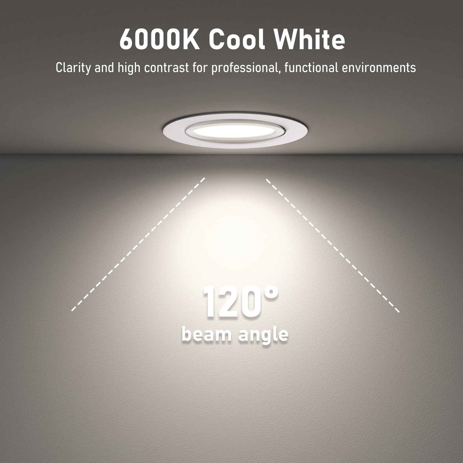 Faretti LED Soffitto Incasso Cartongesso, Faretti da Incasso 10W Foro Φ 90-100mm 960 Lumen 6000K Luce Fredda, IP44, 30-60° Angolo Regolabile, per Interni e Commerciale, Set di 6