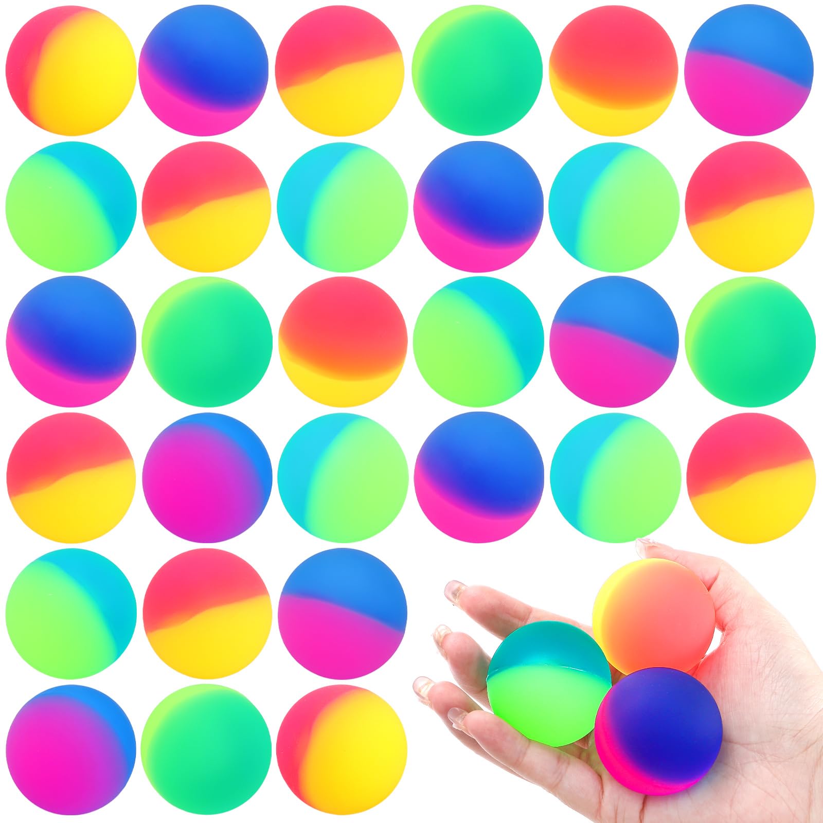 Paquete de 30 bolas inflables para niños, bolas de rebote de goma grandes de 1.8 pulgadas/1.772 in, bolas de rebote alto, colores surtidos para niños y niñas, regalos de fiesta de cumpleaños y