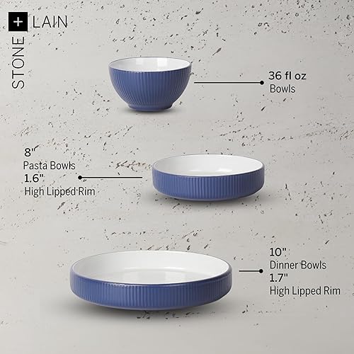 Miniatura 2 de Christian Siriano Larosso - Juego de vajilla de cerámica de 24 piezas con cuencos y cuencos para pasta, platos y cuencos, juego de platos para 8,