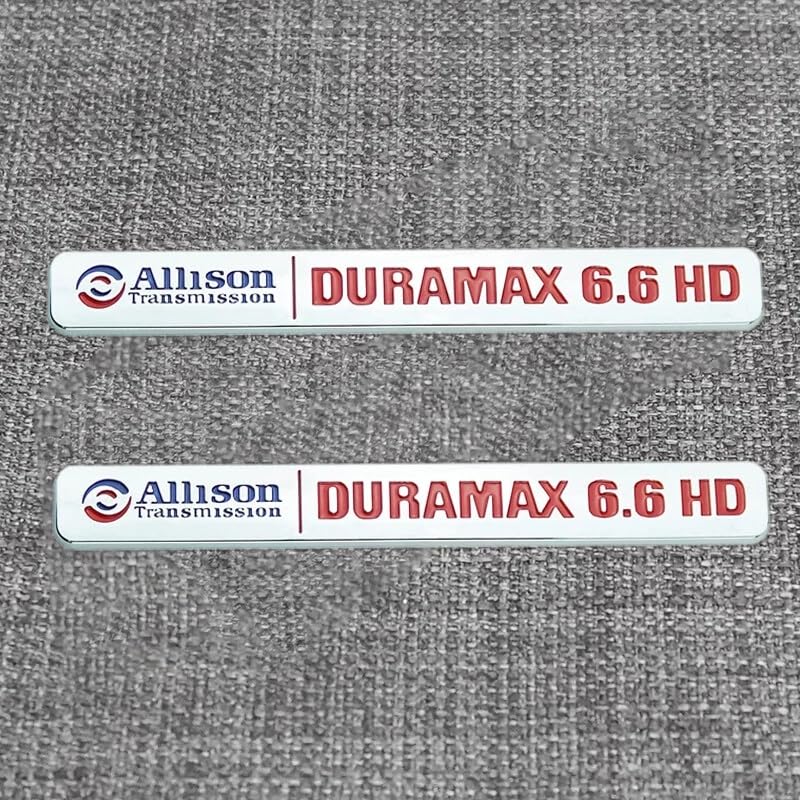 Image of 2Pcs Allison Transmission 6.6Hd 6.6 Hd Emblems 3D Badge Decal Compatible with Dura-max 2500Hd 3500Hd Silverado Sierra Truck (Chrome Red)