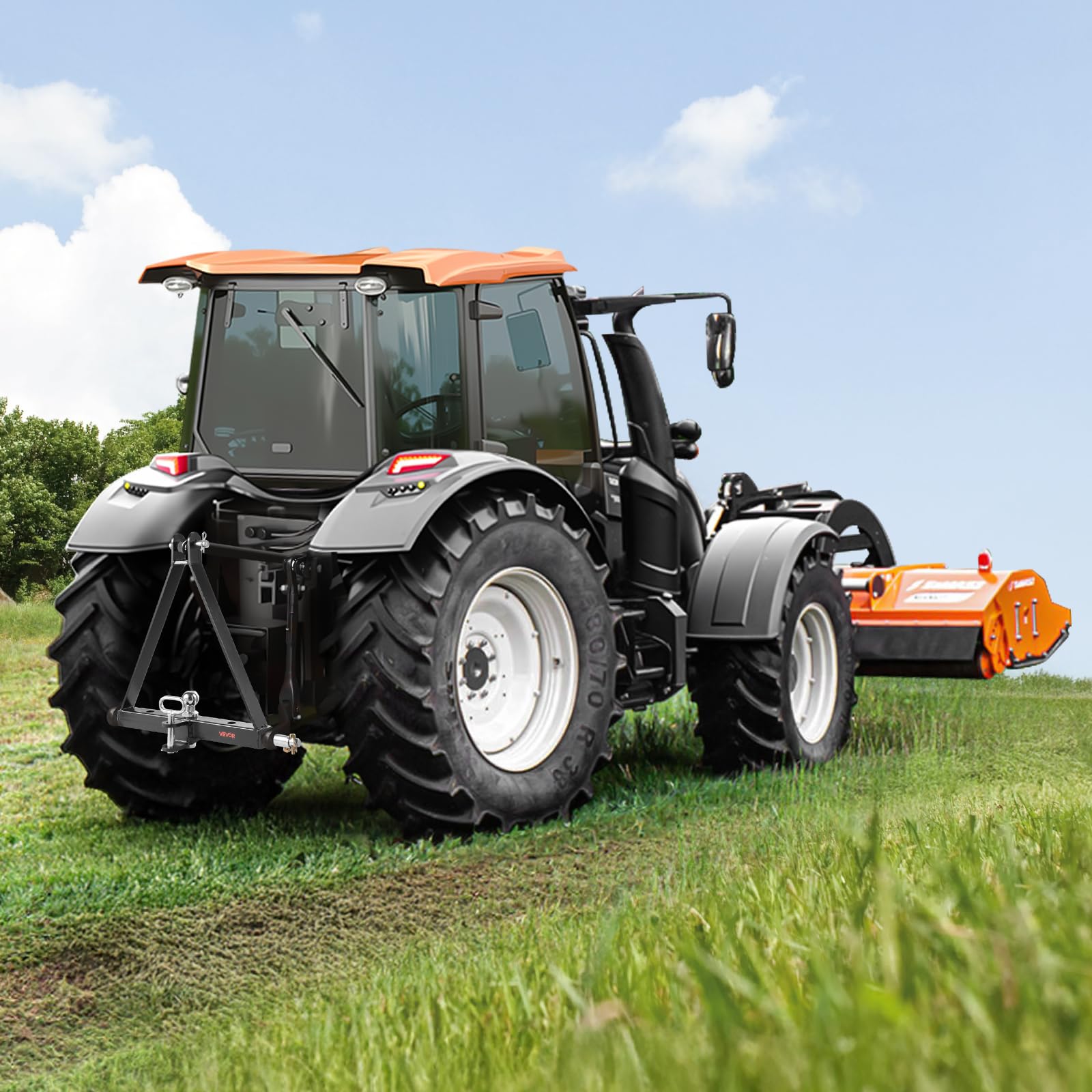 VEVOR 3-Punkt-Anhängerkupplung mit 1-7/8 Zoll Empfänger, 3-Punktaufnahme, 2721 kg, Traktor-Anhängerkupplungsadapter, kompatibel mit Kubota, Mahindra, John Deere, Massey Ferguson, 505x575x130mm