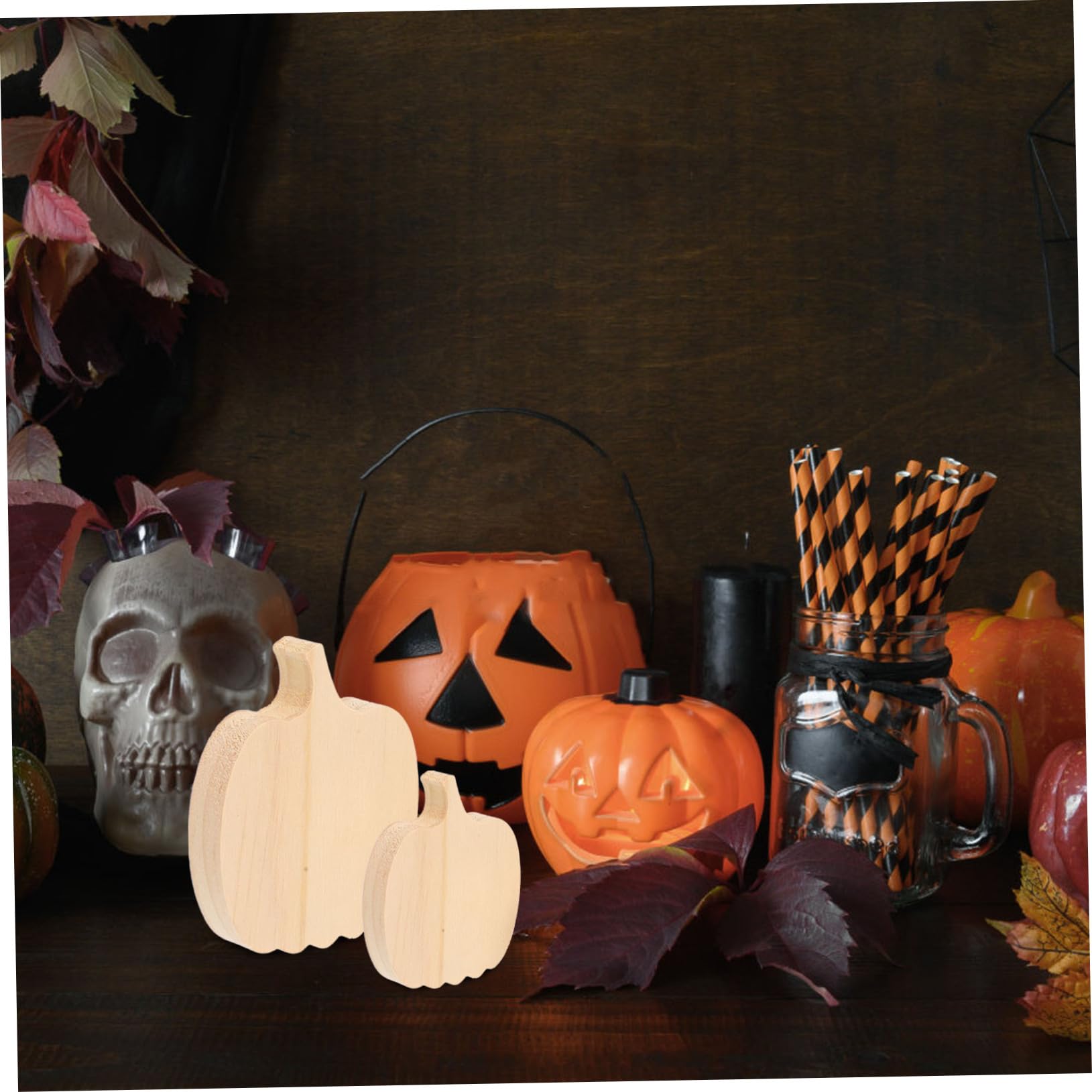 STOBAZA 12piezas Calabaza De Madera Sin Terminar Decoración De Otoño para Acción De Gracias Adorno De Calabaza De Madera para Decoración De Oficina y Hogar