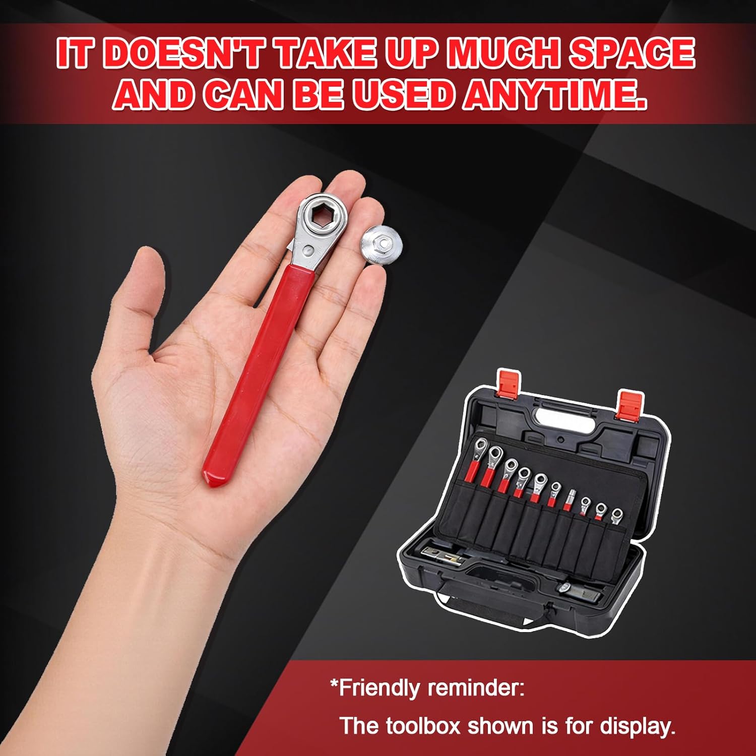 10mm Battery Cable Wrench,2 in 1 Ratchet Wrench with 5/16in 3/8in Side Terminal and 1/2in Socket, Compact Battery Terminal Wrench for RV,Truck and Sports Car Vehicles