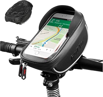 ROTTO Fahrrad Lenkertasche Handytasche Handyhalterung Navigationshalterung Wasserdicht (Schwarz v3) Sport & Freizeit
