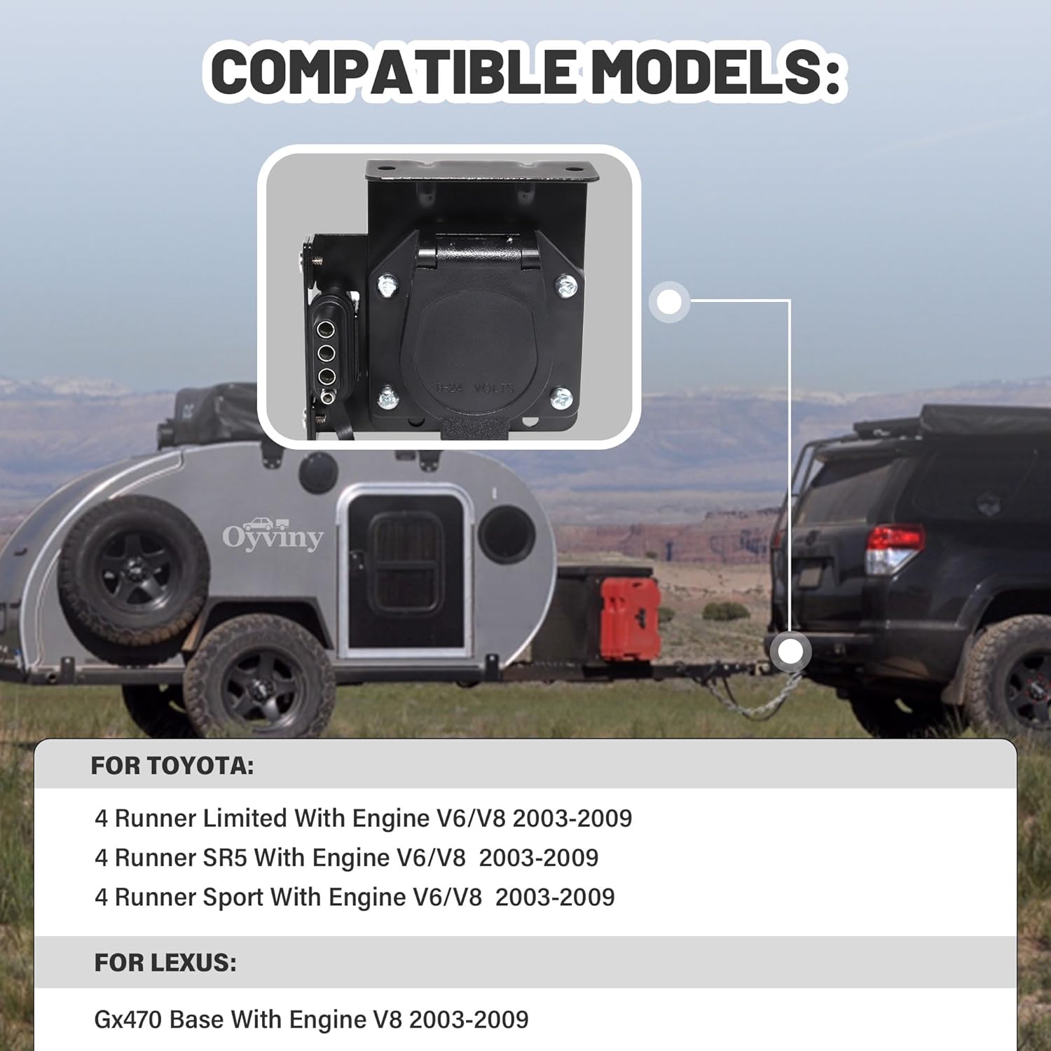 Oyviny Multi-Tow 7 Way and 4 Way Flat Trailer Adapter for 2003-2009 Toyota 4Runner/2003-2009 Lexus GX 470, Factory Tow Package Required