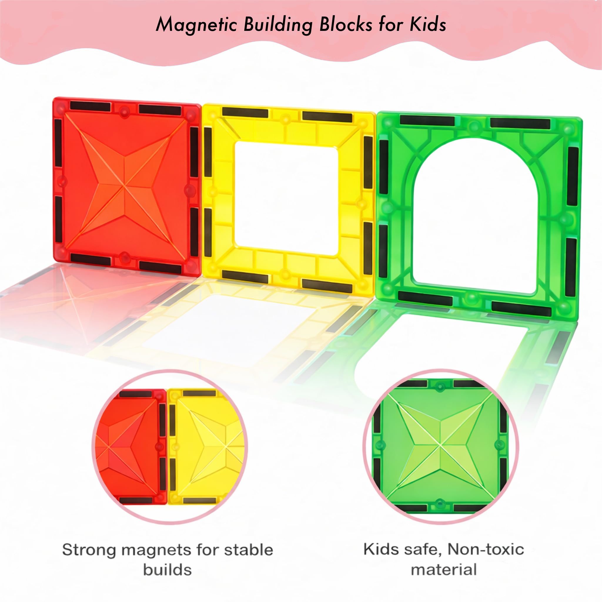 SNAPTRON Magnetic Blocks for Kids Tiles -40 Pieces Set Gifts for Girls, Boys, Magnetic Blocks for Kids 3+ Years, 4 5 6 7 8 9 10/ Constructing & Learning Builder Educational Magnetiles Game 4