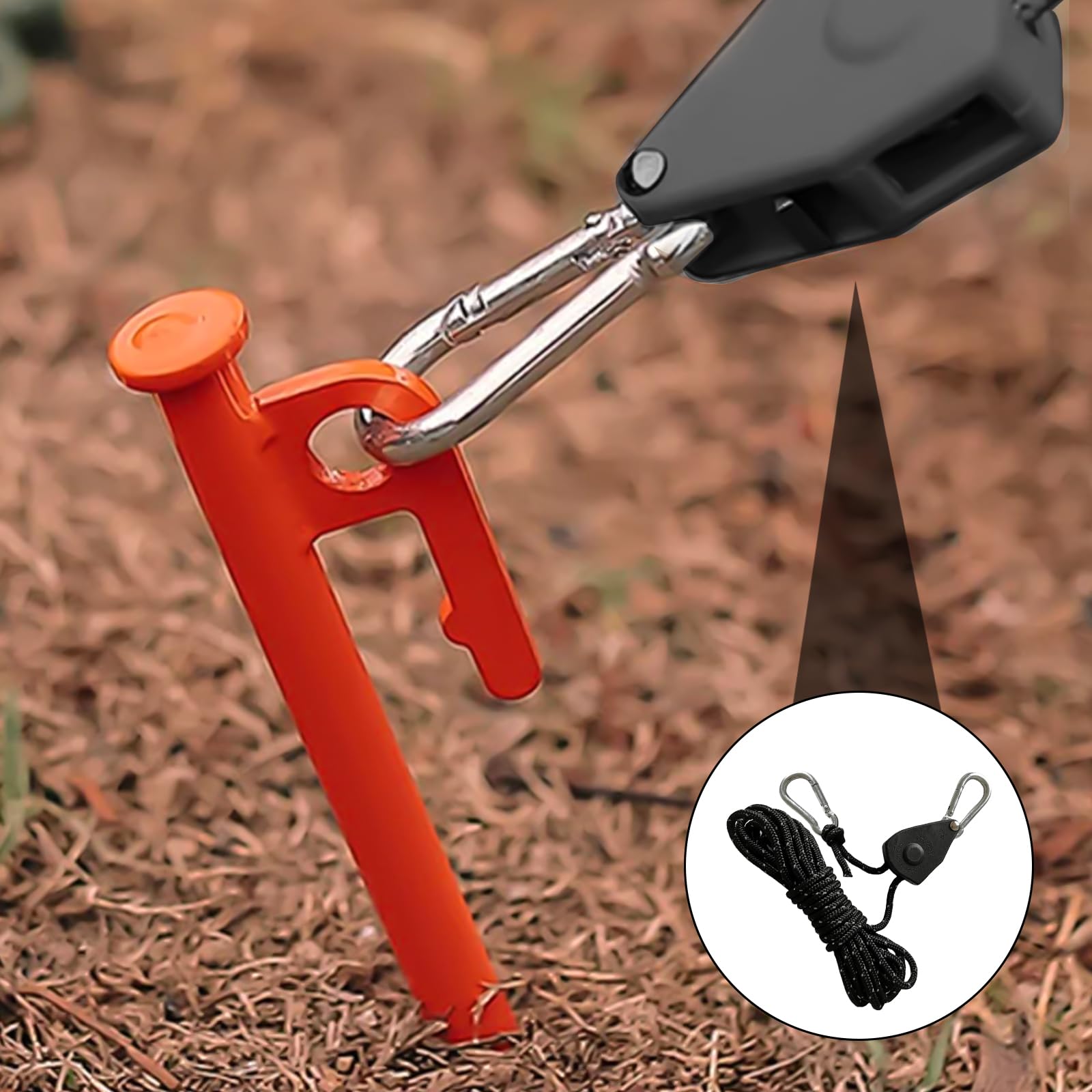 Holtrae 6 Pezzi Corda Campeggio da 4 Metri,Corda Riflettente per Tenda da 4 mm, Corda a Cricchetto con Gancio, Adatta per Escursionismo, Campeggio e Alpinismo