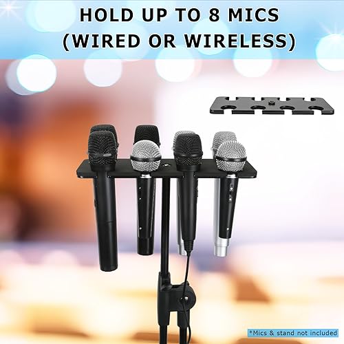 Miniatura 2 de Soporte para micrófonos múltiples, hasta 8 micrófonos, soporte ideal para organizar escenarios y exhibiciones, con adaptador roscado de 38"-16",