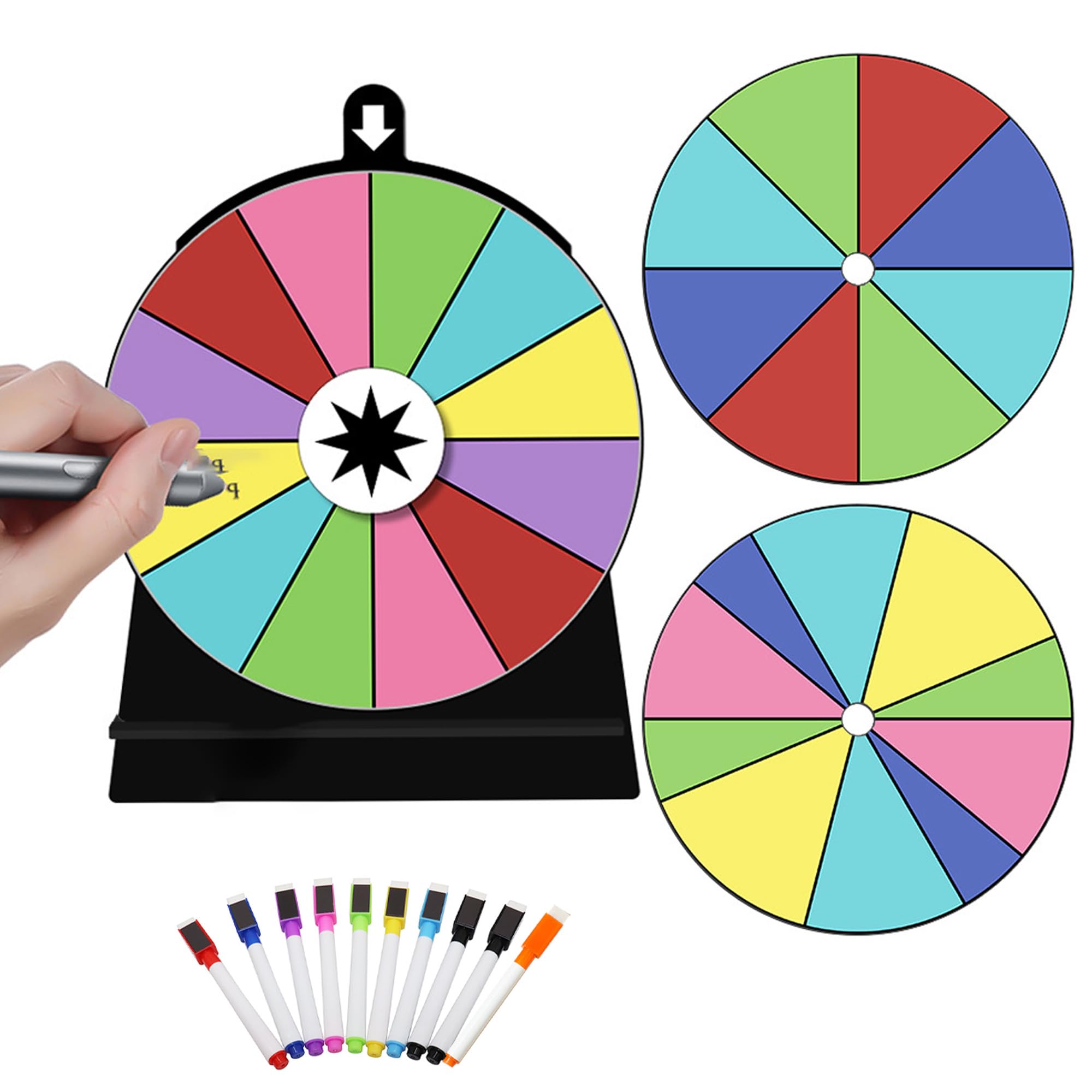 3pcs Ruota Girevole Premi, Ruota della Fortuna per Girare, Roulette Colorata Fortunata, con una penna cancellabile, Gioco Roulette Fortuna per Festa Carnevale Giocattoli