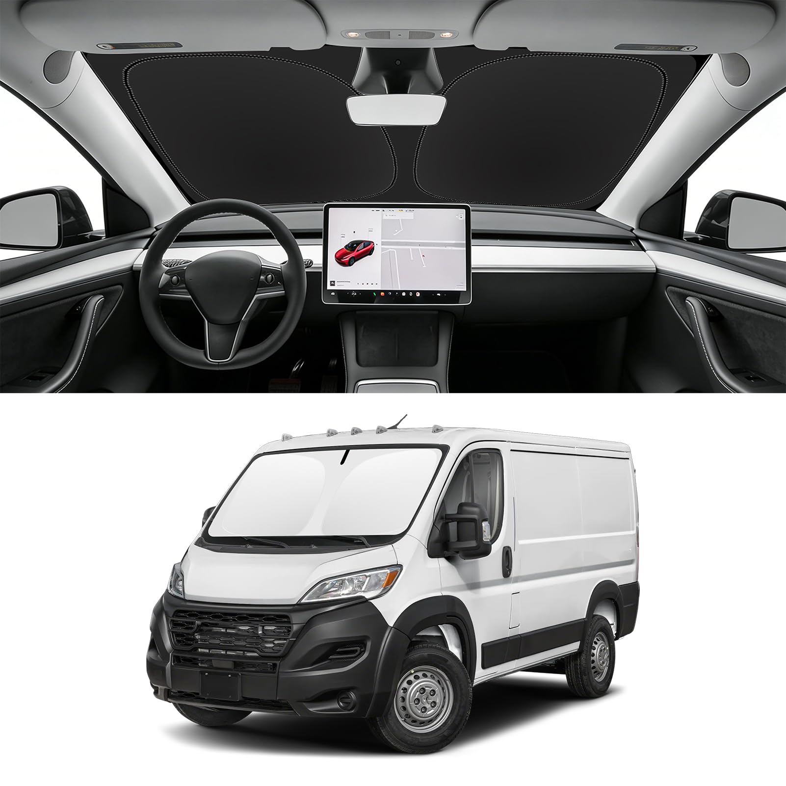 Custom Fit Windshield Sun Shade for 2014-2026 Dodge Ram ProMaster