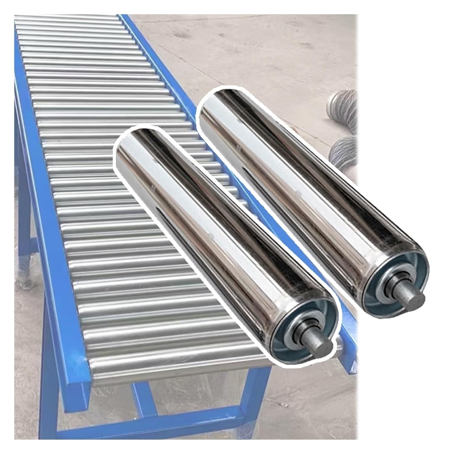 Transporteur Rouleau Rouleau de convoyeur en Acier Inoxydable pour la logistique et Le Transport, Rouleaux de convoyeur Robustes -2-Pack(Dia 1"/25MM,L 15.7"/400MM)