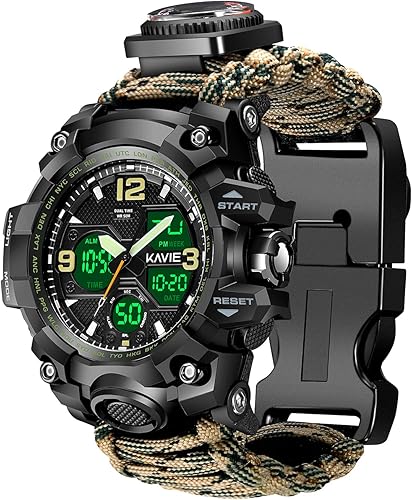 Reloj militar digital de supervivencia 23 en 1, reloj táctico multifuncional y con correa ajustable para hombre, resistente al agua, para