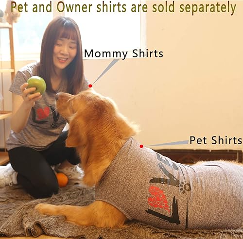 Miniatura 4 de CAISANG Camisas para perros, camiseta para cachorros, sudadera para mamá, ropa para mascotas, chaleco sin mangas, ropa para perros, cuello redondo,