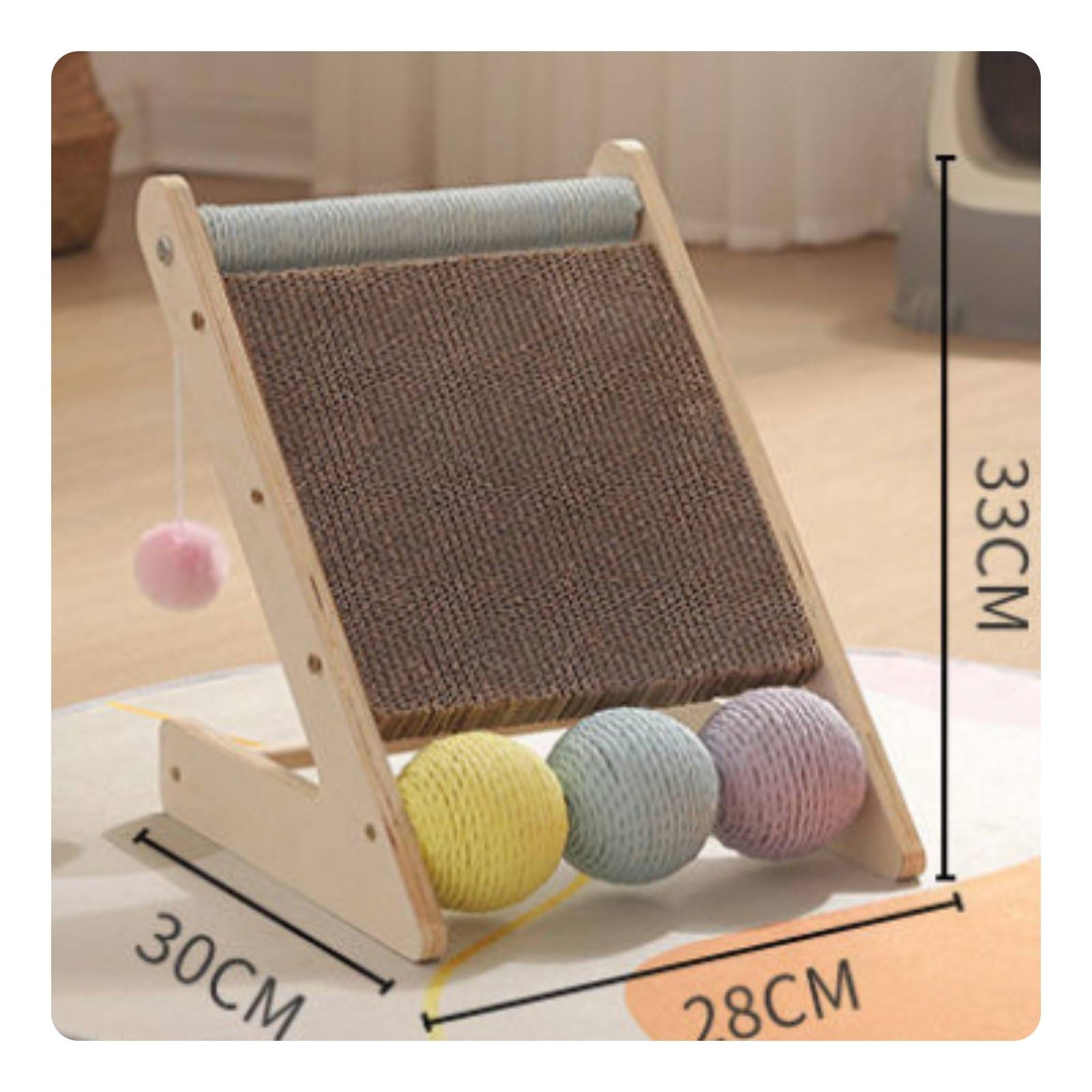 Griffoir Chat Carton Ondulé Ergonomic avec Boules Sisal et Jouet Tissu pour Chat Prévention Obésité et Digestion Saine