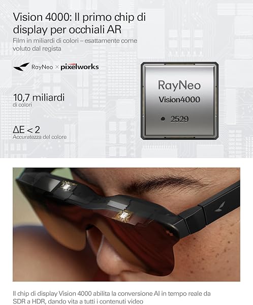 RayNeo Air 4 PRO Occhiali AR/XR, Display HDR10, Chip Vision 4000, Cinema Virtuale 201 Pollici, Audio di Bang & Olufsen, 3D per Film e Giochi per iPhone 17,16,15/Android/Switch 2/Mac/Steam Deck/PS4/5 - 3